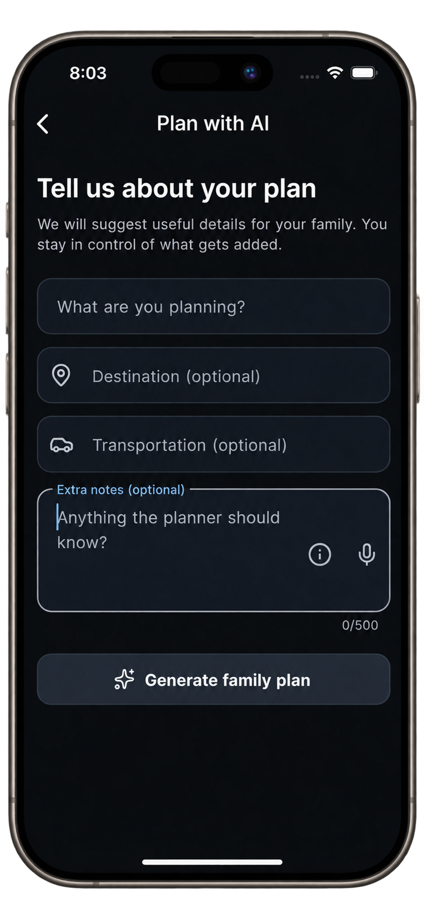 Homeloom Plan with AI screen
